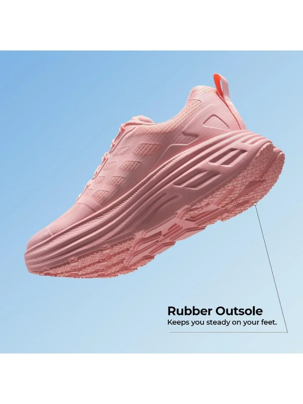 Women's Pink Walking Shoes Non Slip Lace Up No Heel Round Toe Athletic Sneakers